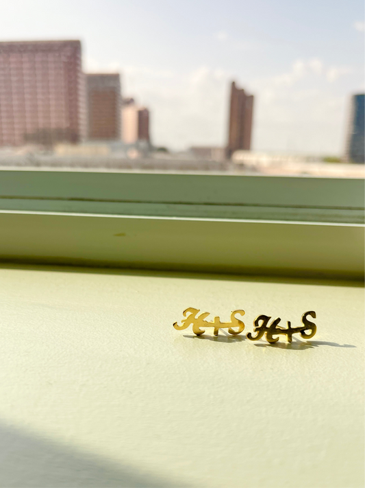 I AM H+S 18K GOLD STUDS