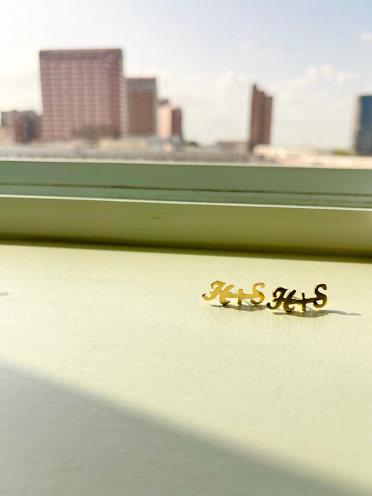 I AM H+S 18K GOLD STUDS