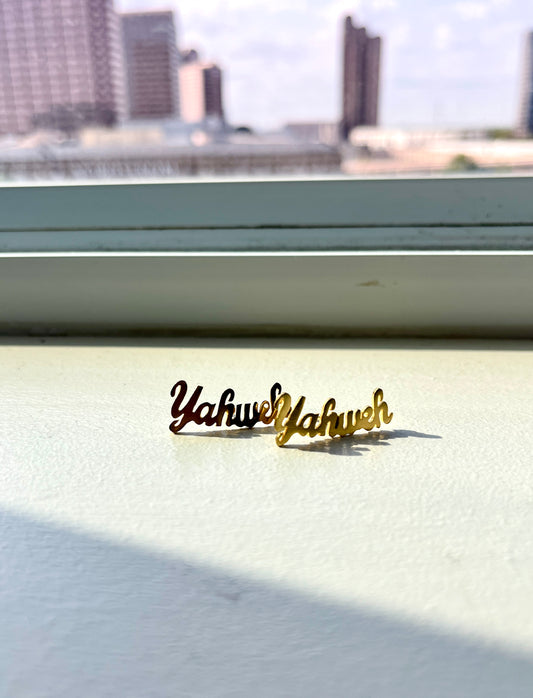 YAHWEH 18K GOLD STUDS