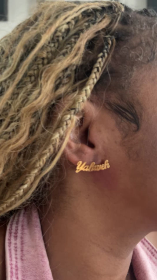 YAHWEH 18K GOLD STUDS
